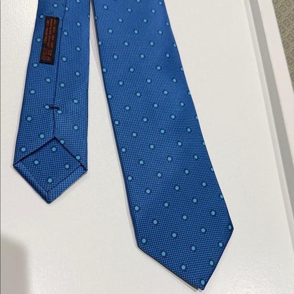 Dolcepunta Men's Full Tie Set - Blue, Green, Purple 100% silk made in Italy - Picture 4 of 13